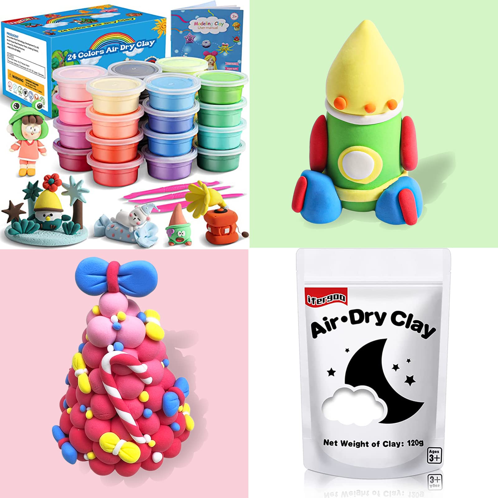 Amazon.com: 24 Color Air Dry Clay and 1 Big Bag White Air